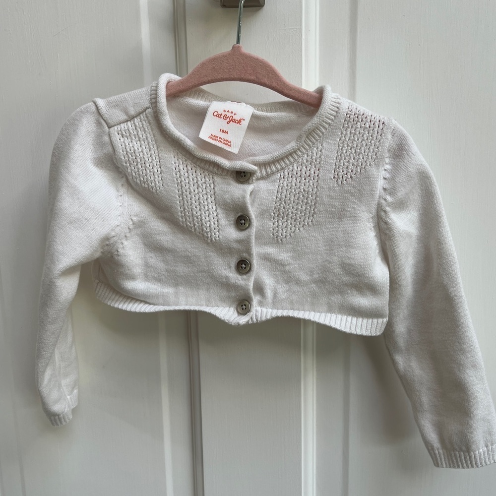 Cat & Jack 18M White Cropped Long Sleeve Sweater